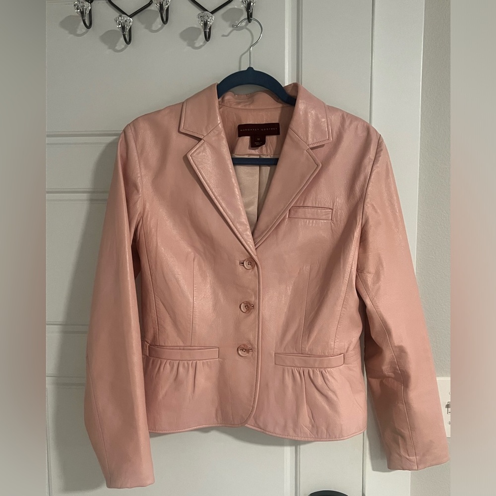 Vintage Margaret Godfrey Pink Leather Jacket - Size 10